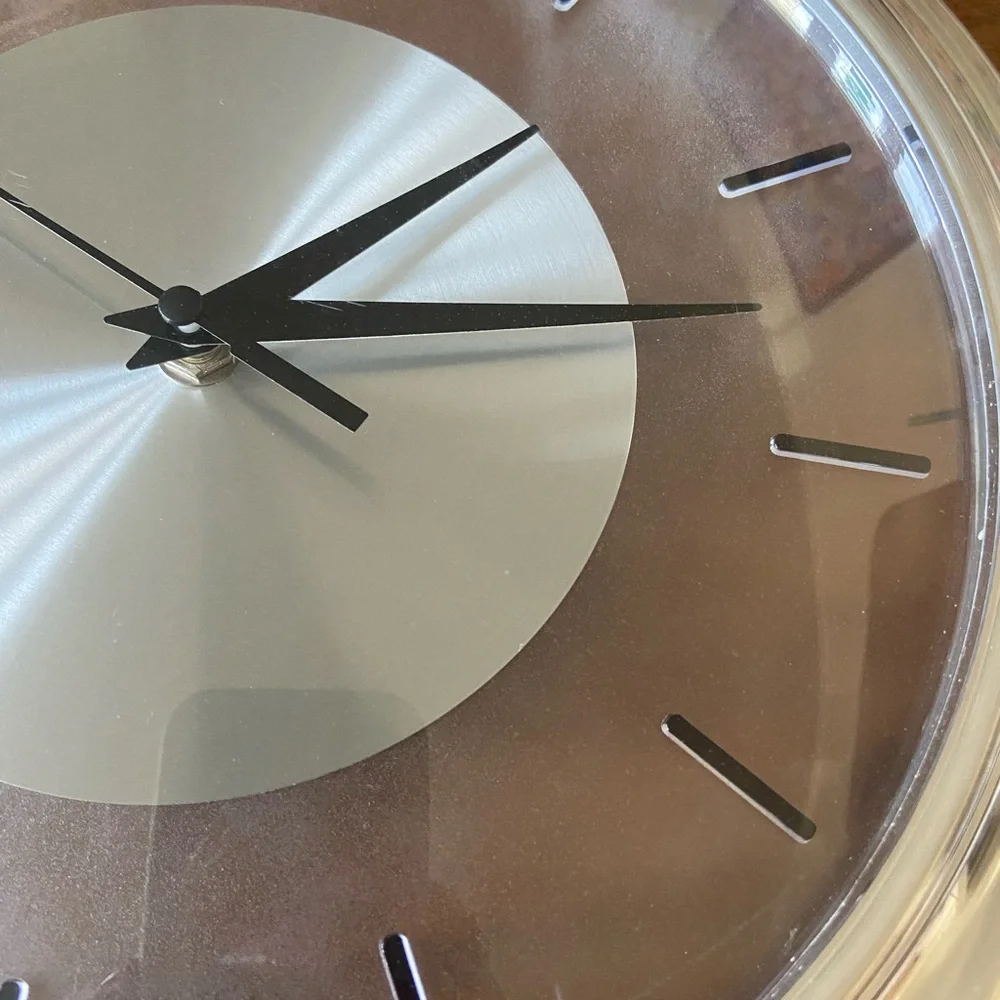 Vintage 1980’s Modern Silver Framed Wall Clock
